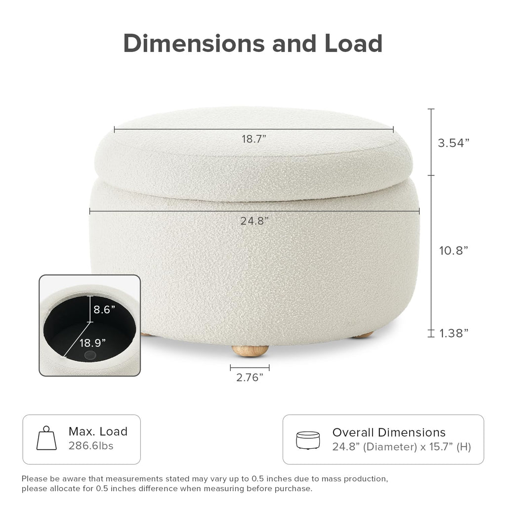 Luna Ottoman, Coffee Table (Pearl White Performance Boucle)