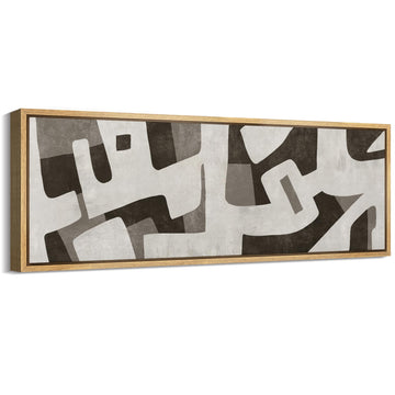 Large Framed Canvas Print Wall Art Abstract Geometrics Monochromatic Shapes Illustrations Antique Retro Fine Art