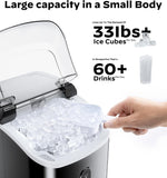 Nugget Ice Maker Countertop, Chewable Pellet Ice Machine with Self-Cleanin Function, 33lbs/24H Portable Ice Makers