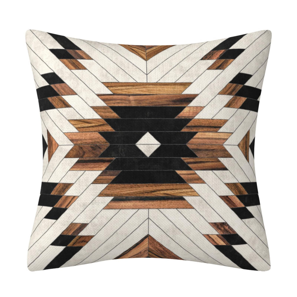 Geometric Black Brown Throw Pillow Cover Farmhouse Decorative Throw Pillowcase Indoor Outdoor Cushion Cover Tribal