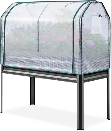 Large Raised Garden Bed with Large & Cover 48×24×56 in | Galvanized Elevated Planter Box with Legs for Backyard