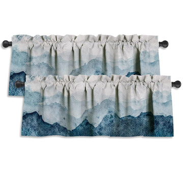 Blue Mountain Valances for Windows, 2 Pack, 52x18 Inch, Blackout