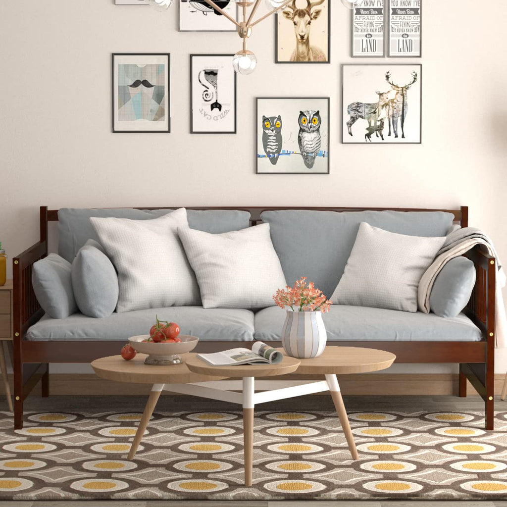Wood Daybed Frame Twin Size, Sofa Day Bed Frame with Wooden Slats Support, No Box Spring Needed, Twin Daybed Frame