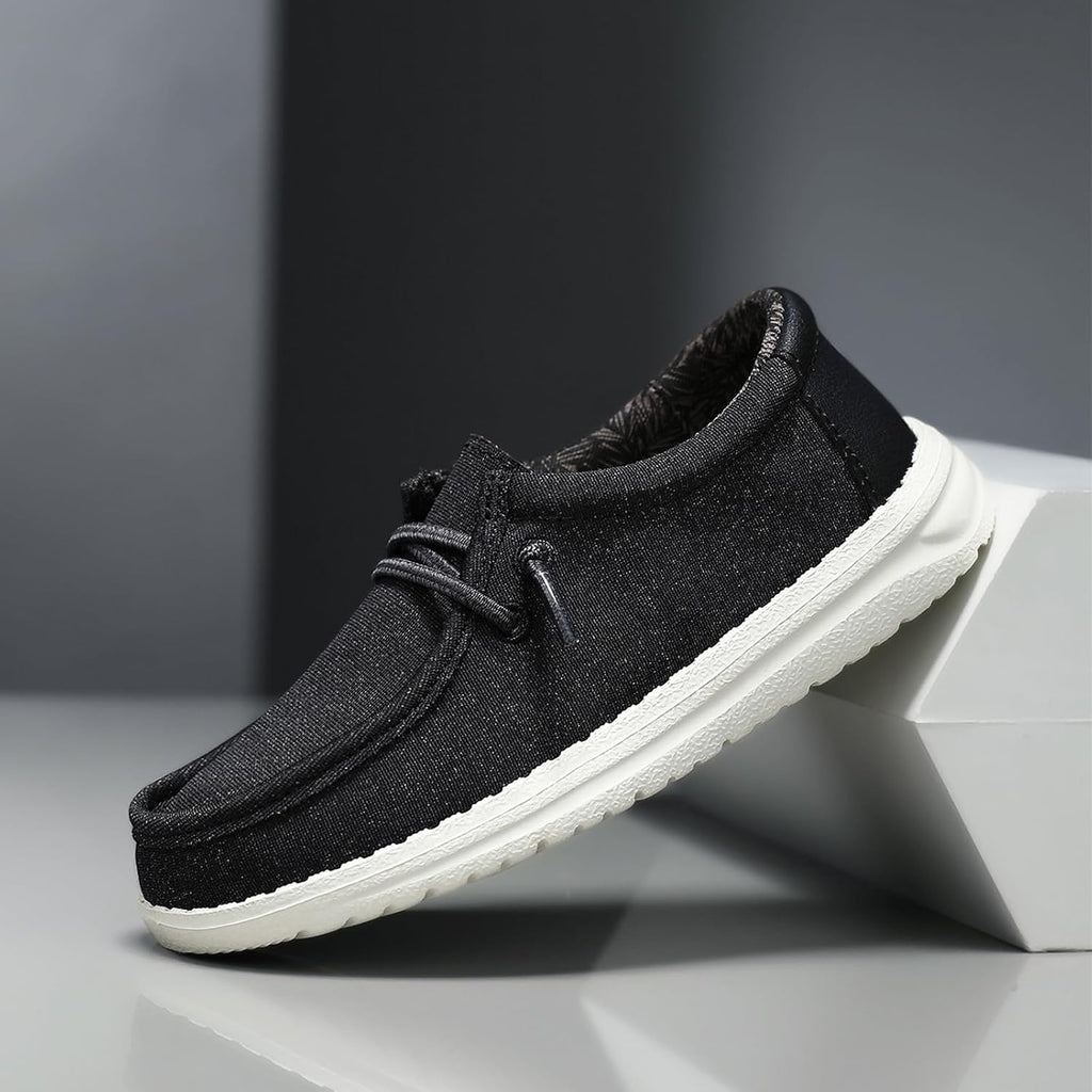 Unisex-Child Black Boys Girls Loafers Kids Slip-On Boat Dress Shoes