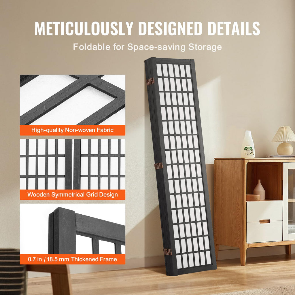 Room Divider, 6 Panel Japanese Room Divider, Folding Privacy Screen Indoor, Portable Partition Dividers and