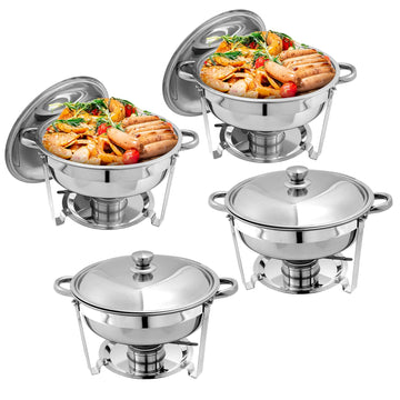 5 QT Chafing Dishes 4 PACK, Premium Stainless Steel Complete Set