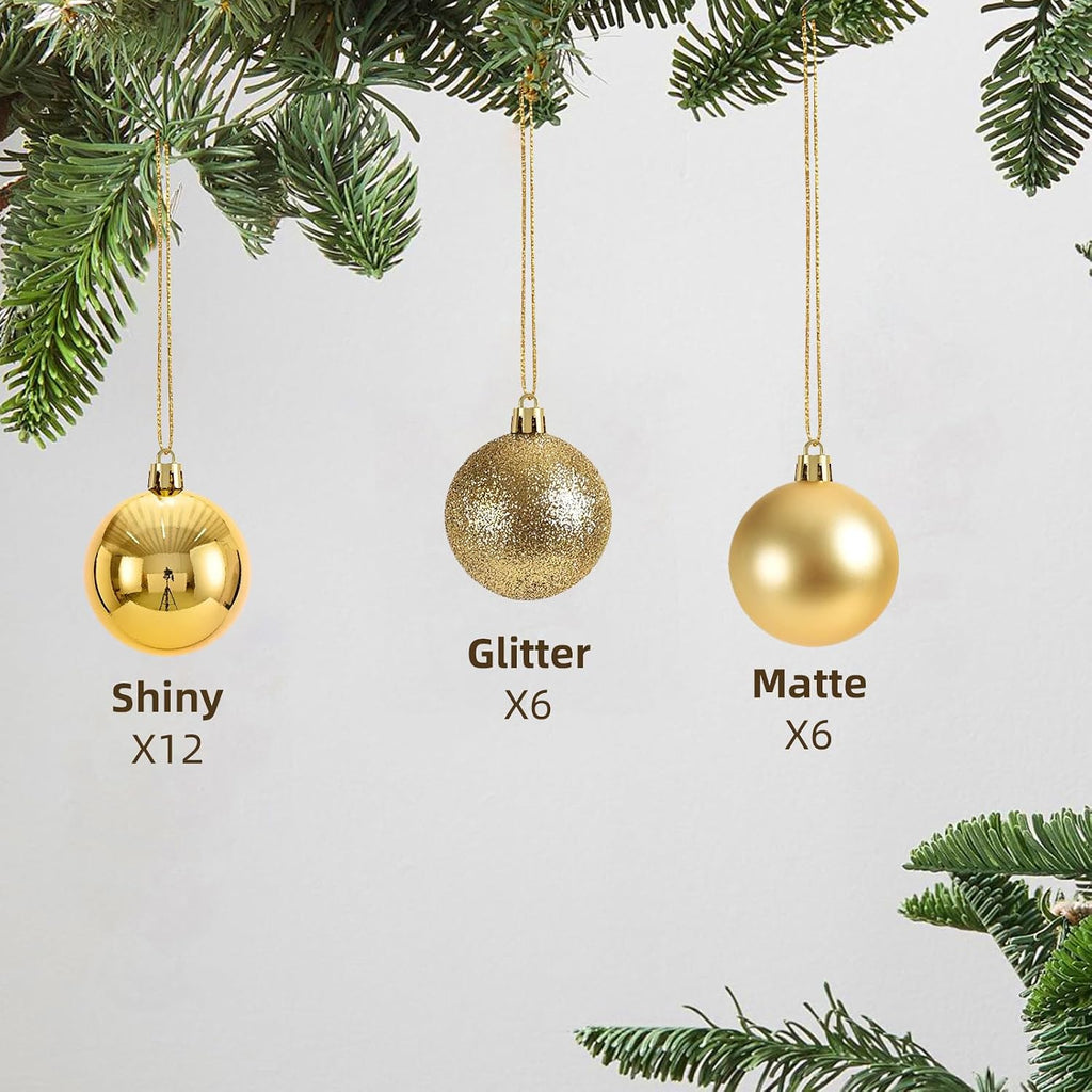 Silvery Christmas Ball - 1.18 Inch Shatterproof Christmas Tree Decoration Ornaments Hanging Ball, Holiday - Set of 24