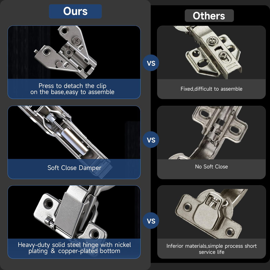 HJ 165 Degree Corner Cabinet Hinges, 2 Pack Lazy Susan Hinges, Face Frame Soft Close Concealed Hinges Corner Cabinet