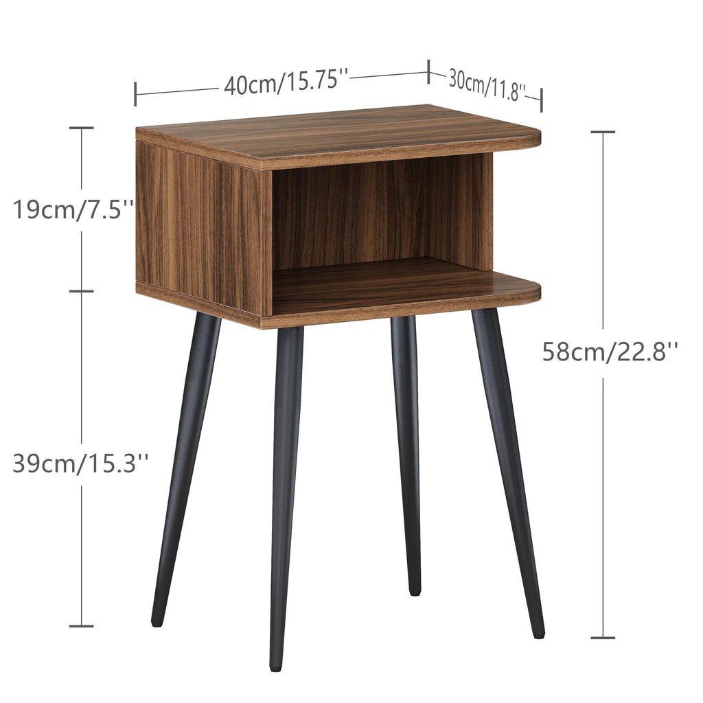 Nightstand Set of 2, Small Bed Side Table for Small Spaces, Mid Century Modern Nightstand End Table with Open
