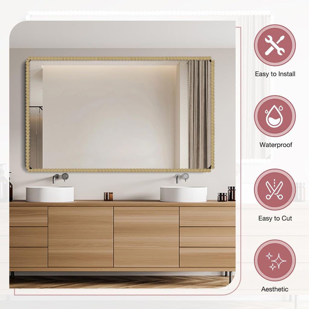 Flexible Molding Trim Peel and Stick Beaded Trim, Light Brown