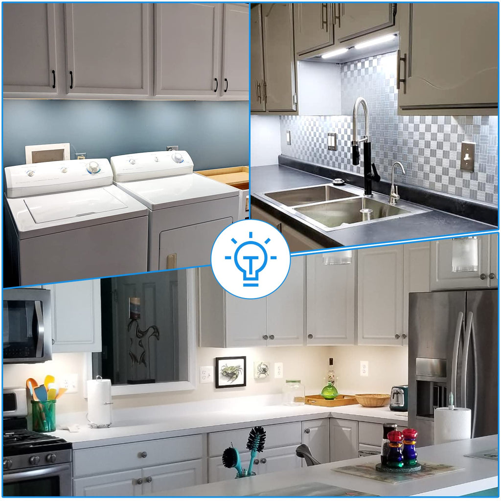 Kitchen Under Cabinet LED Lighting Kit, Super Bright, 6 PCS 12 Inches Light Bars, Plug-in or Hardwire Power Adapter