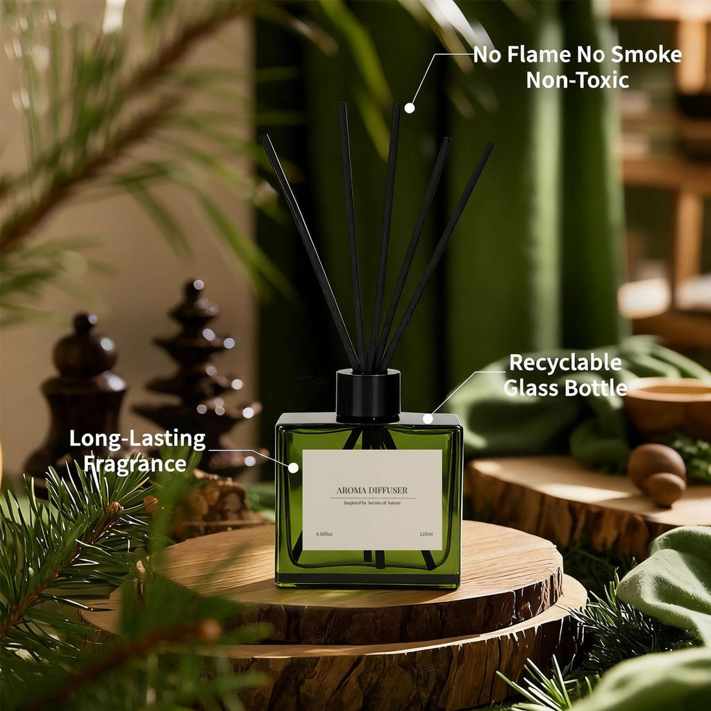 Reed Diffuser Set, 4 fl oz Jasmine Lily 2 Pack Scent Diffuser with 20 Sticks, 180 Days Long Lasting Elegant Home