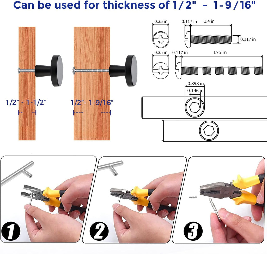 25 Pack Drawer Pulls 1-1/4 Inch Kitchen Cabinet Knobs Solid Round Dresser Drawer Knobs Matte Black Dresser Knobs Drawer