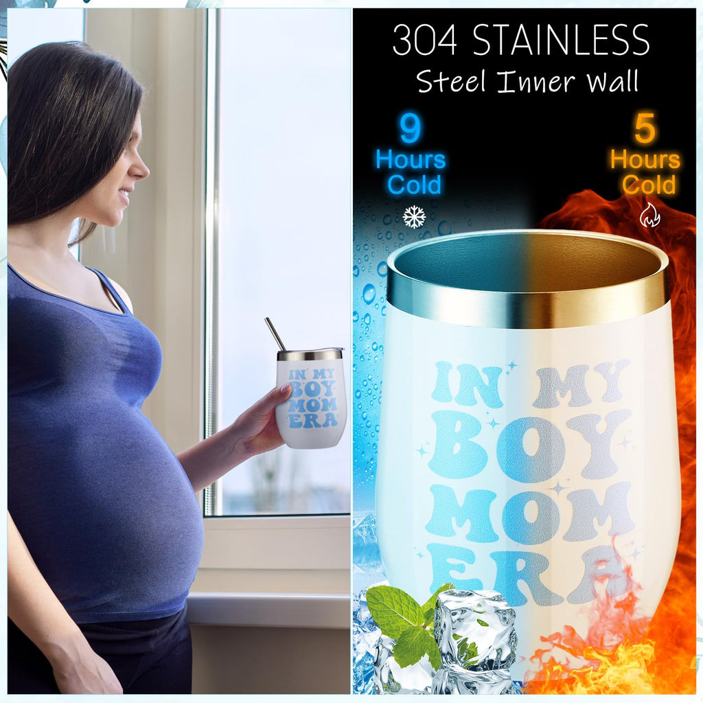 8 Sets New Mom Gifts Pregnancy After Birth Inspire Self Care 12 oz Tumbler First Time Gift Set for Expecting Mom(Blue)
