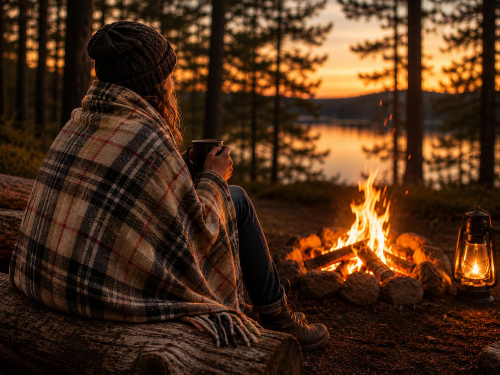 Tartan Fall Plaid Wool Blanket - Scottish Winter Throw (Thomson Camel)
