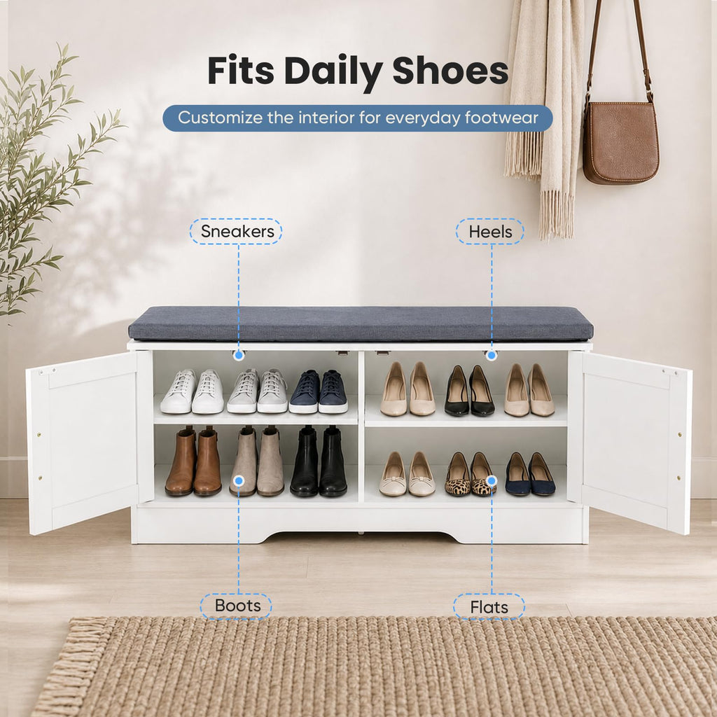 Shoe Bench with Storage, 39.4" Shoe Storage Bench