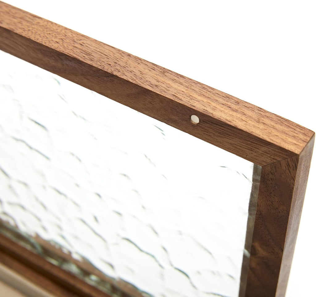 Wooden Jewelry Box with Glass Lid, Multi-Compartment Storage Display Case, Walnut Brown (Silver Walnut)
