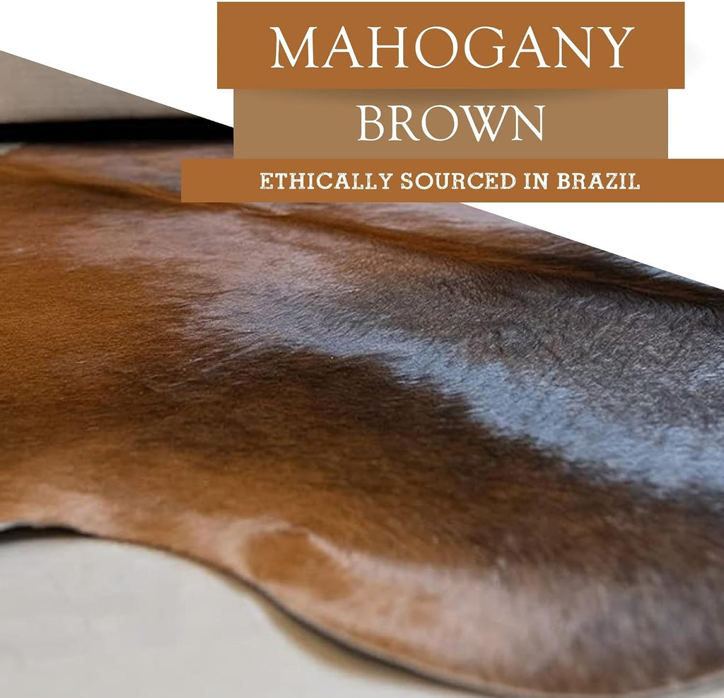 100% Genuine Mahogany Brown Cowhide Rug - Modern Style Animal Skin Rug & Floor Carpet & More - Large (6x6-7ft)