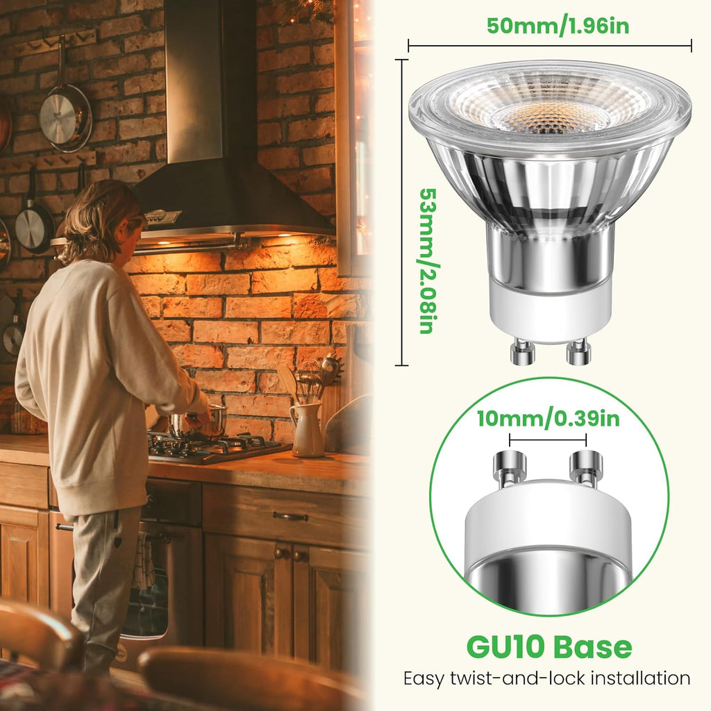 LED GU10 Range Hood Light Bulbs 6W, 50W Equivalent, Dimmable, Stove Appliance Light Bulb Replacement, MR16 GU10 LED