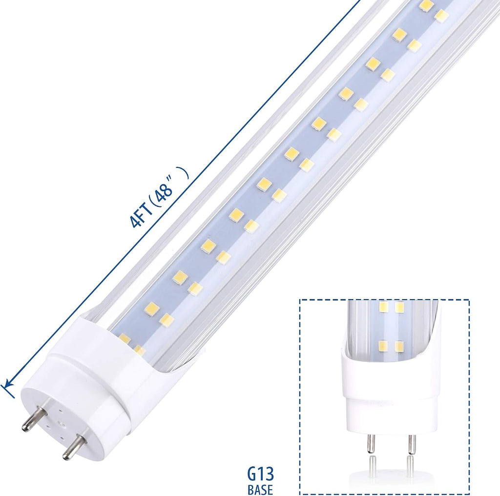 T8 LED Light Bulb 4FT, Ballast Bypass Required, 3360 Lumens, 2pin G13 End Day White 5000K, Replace 80W Fluorescent