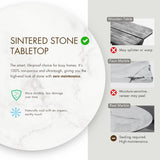 Sonya Modern Round Dining Table with Drum Base and Faux Marble Stone Top, Easy Assembly for Home, Kitchen and Living