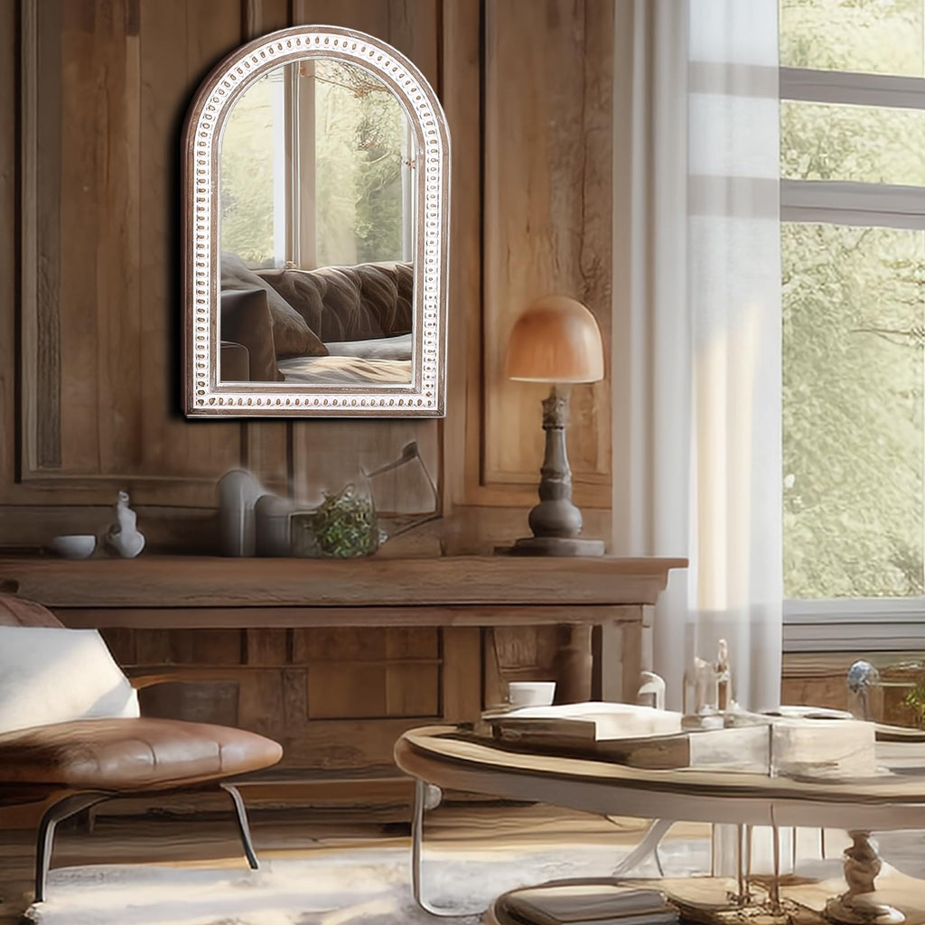 36x24 Inch Arched Wall Mirror, Rustic Farmhouse Arch Mirror
