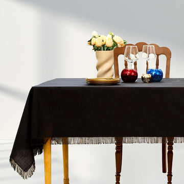 Black Fringed Tablecloth Rectangle 55"x70"