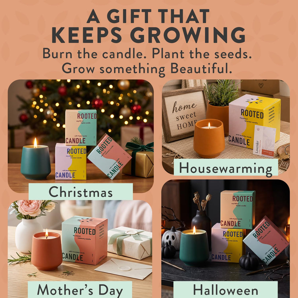 Soy Candle Planter - Grows Rosemary - Cucumber Scent - 6 oz