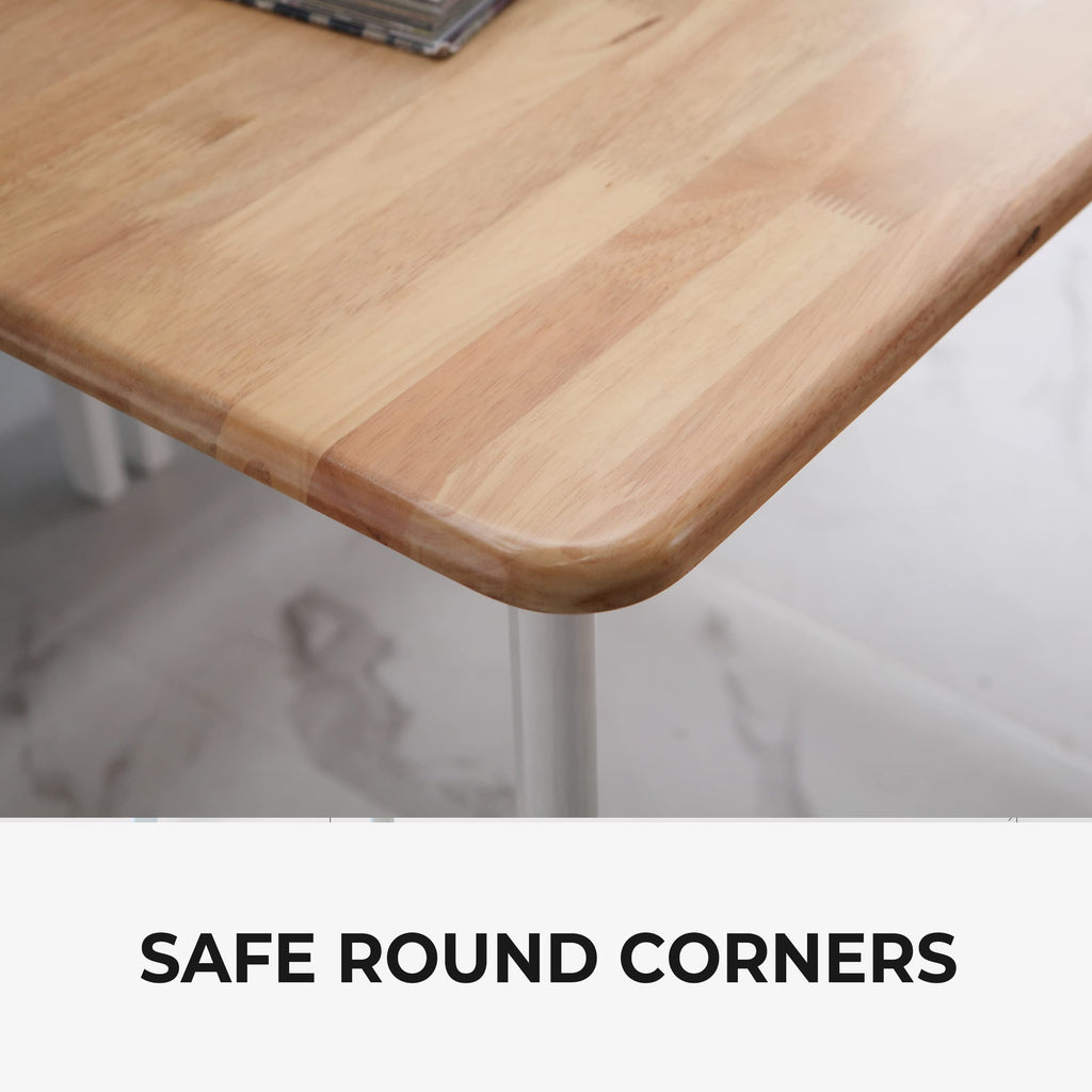 Canberra 47.2" Rectangular Wooden Dining Table/Mid Century Modern Malaysian Oak Kitchen Table (Natural-White) Table