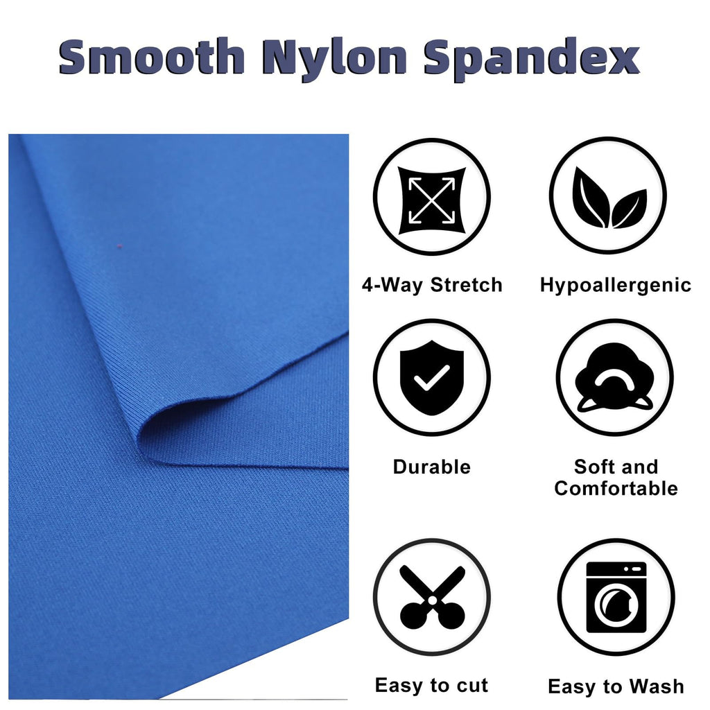 Nylon Spandex Fabric | 4-Way Stretch Nylon Matte Tricot Swimsuit Fabric | Swimwear, Sports, Dance, Yoga Wear (Royal
