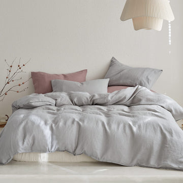 100% Linen Duvet Cover Set, 3 Piece Soft Breathable