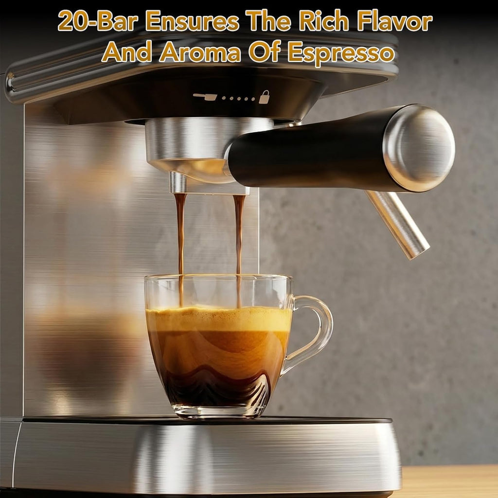 Espresso Machine Stainless Coffee Machine with Milk Frother