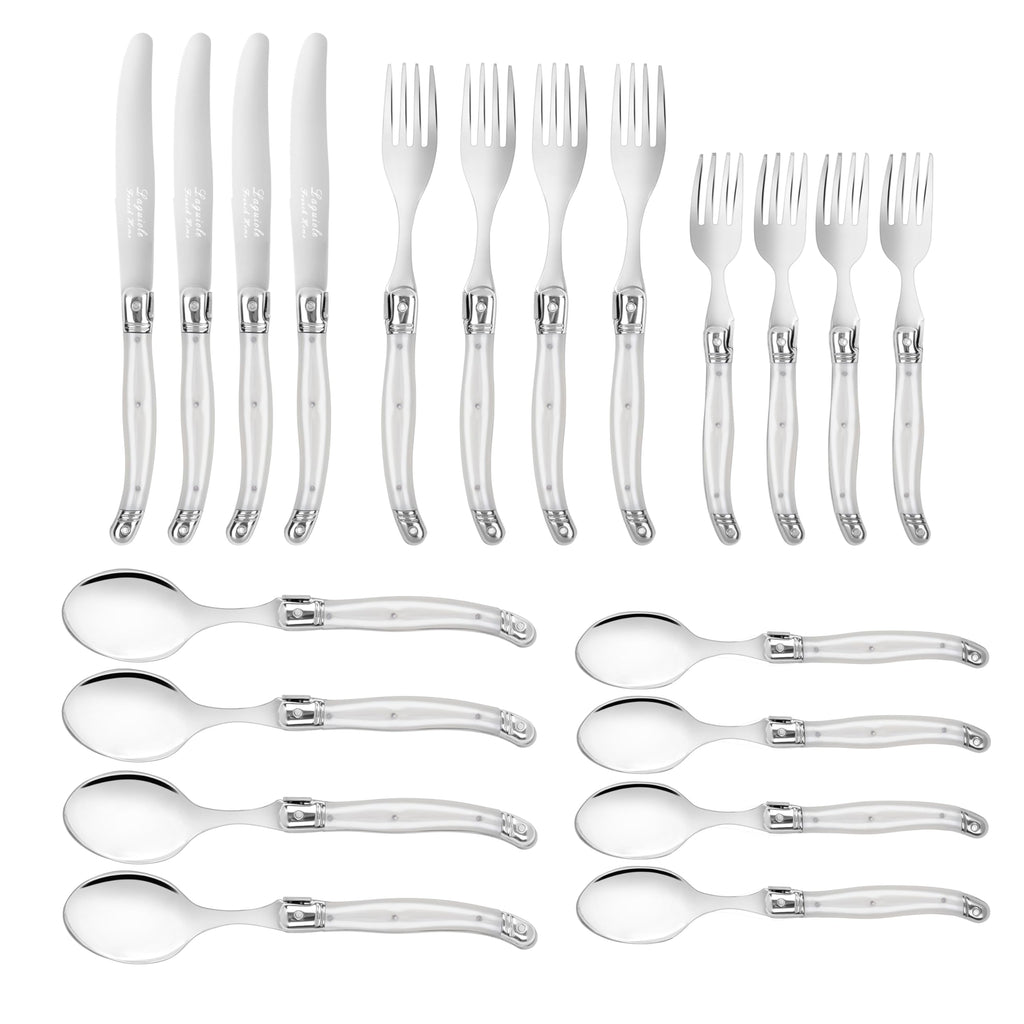 Laguiole Connoisseur 20-Piece Pearl White Flatware Set