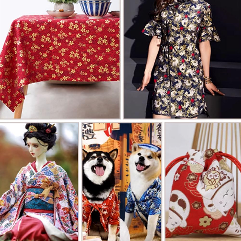 1.1 Yards x 58.3 Inch Black Japanese Cotton Fabric, Japanese Sakura Floral Printed Fabrics, Cherry Blossom Cotton DIY