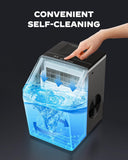 Ice Makers Countertop, 44lbs Per Day, 2 Ways to Add Water, Auto Self-Cleaning, Stainless Steel Ice Machine Bar Party