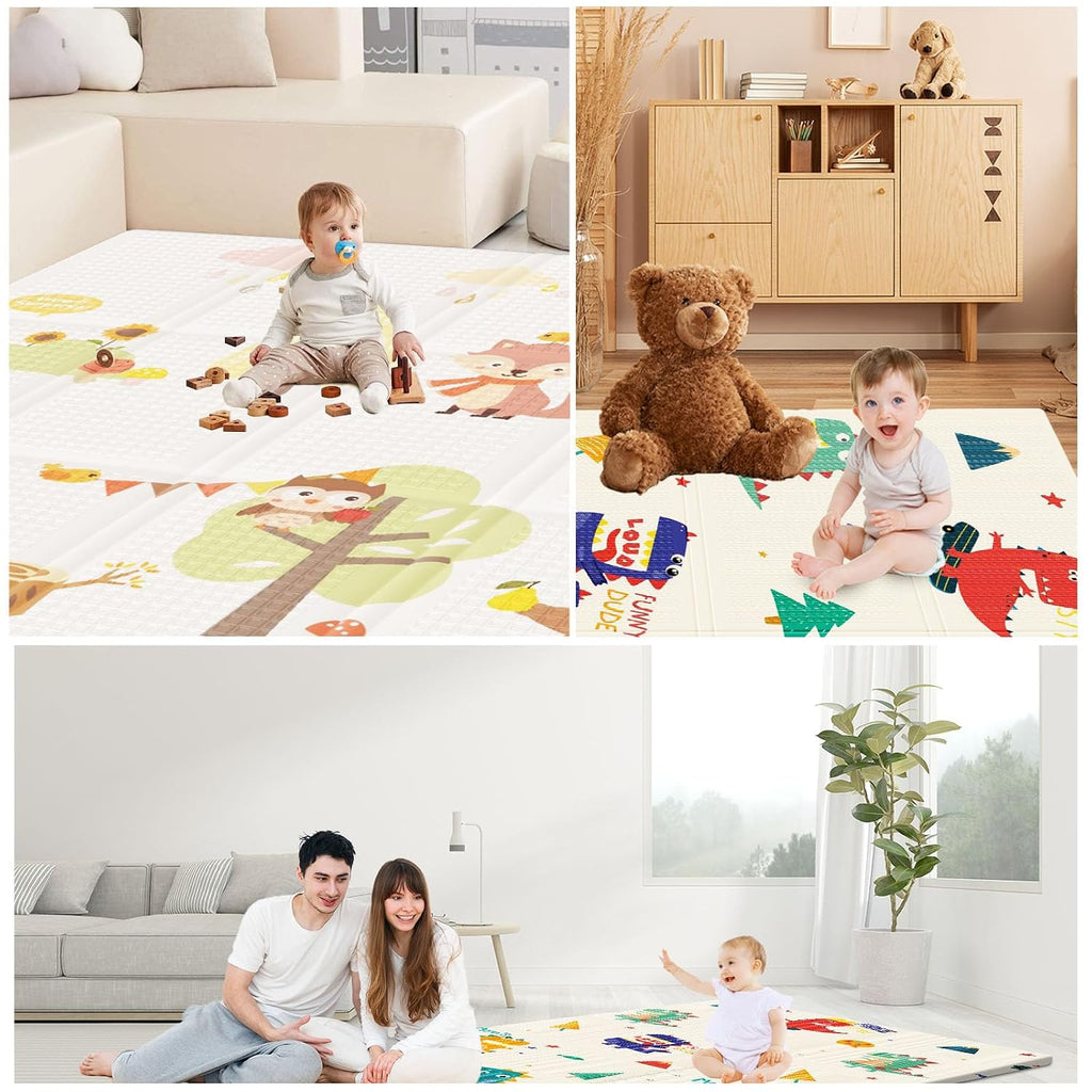 Baby Play Mat, 74 x 50 Inch Play Mat Perfect for Use Baby Playpen, Foldable Baby Foam Playmat for Floor, Portable