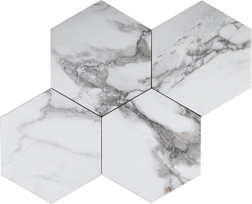Marble Look Calacatta Majestic 7.7" x 8.9" Hexagon Porcelain Patterned Wall & Floor Tile (1 Box (9.05sqt))