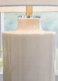 Signature Design by Ashley Cylener Vintage Ceramic Table Lamp with 3-Way Switch, White & Beige