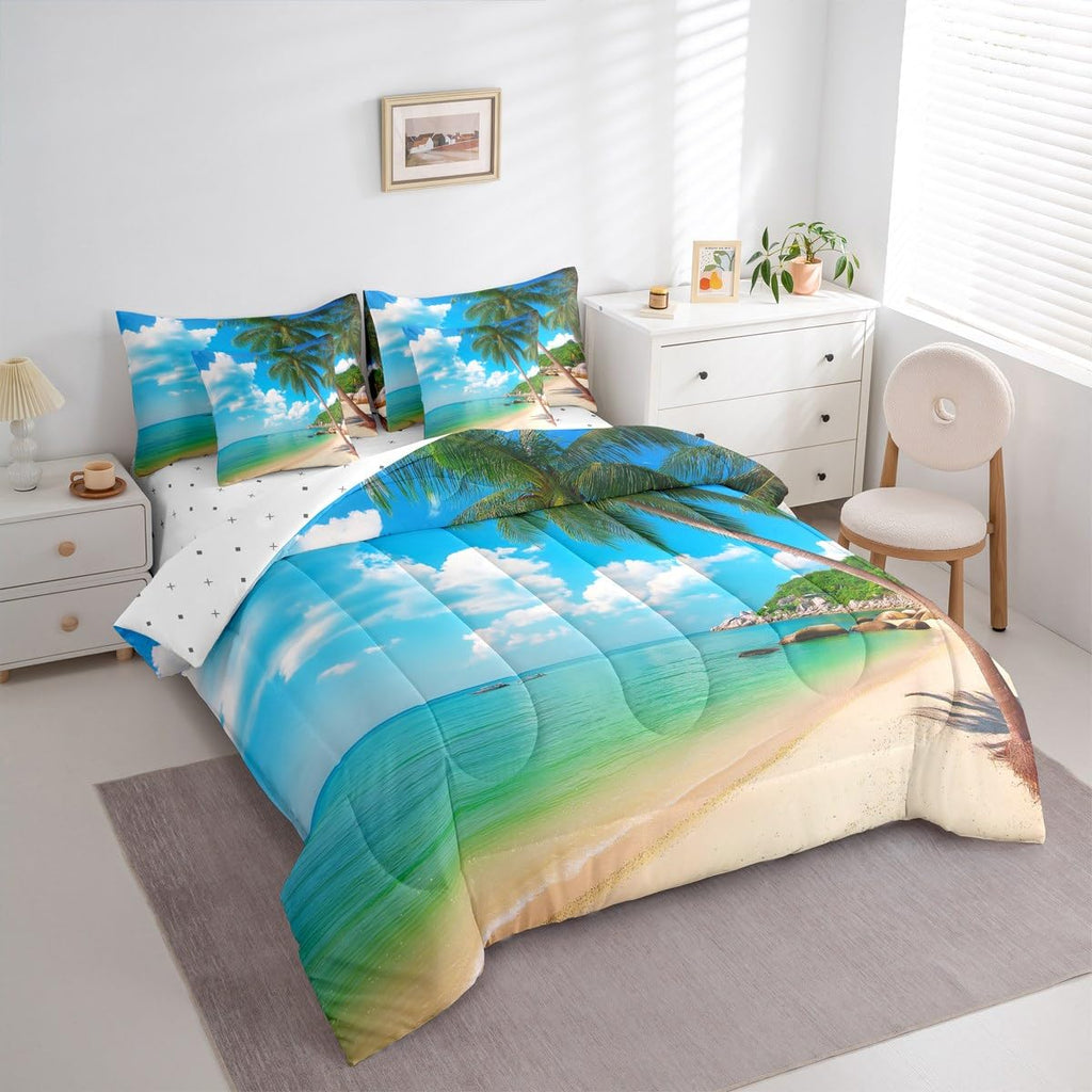 Ocean Beach Comforter Set, Palm Trees 7-Piece
