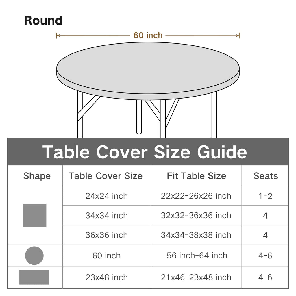 Round 5ft Fitted Table Cover Elastic Tablecloth, Black 60 in