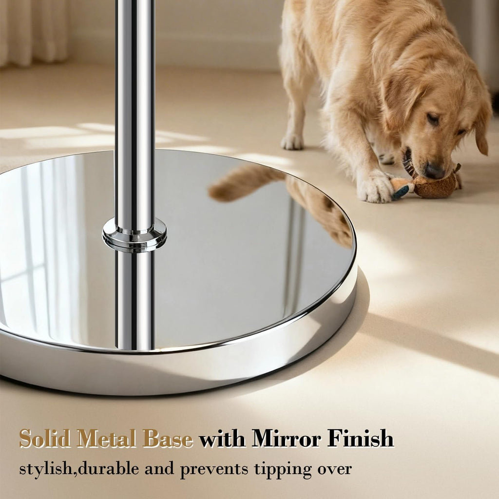 Upgraded: Dimmable Crystal Floor Lamps, 1000LM LED Bulb Included, Standing Lamp with Knob Switch, Tall Silver Modern