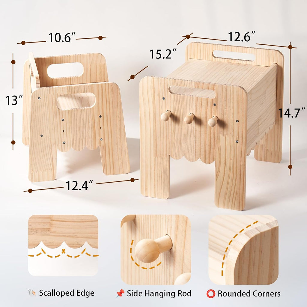 Weaning Table and Chair Set Solid Wood Height Adjustable Toddler