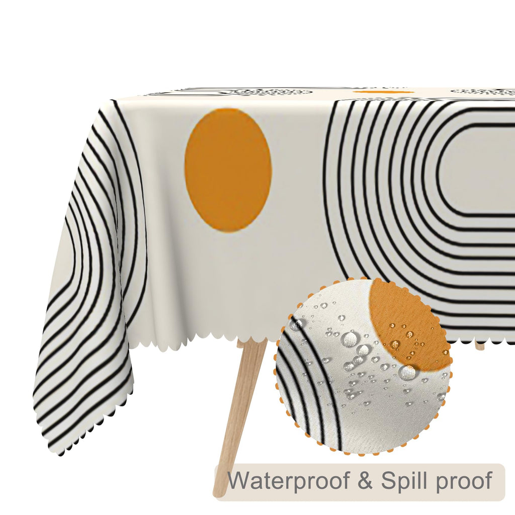 54x70inches Boho Mid Century Tablecloth Minimalist Abstract Arch Simple Sun Modern Art Table Cloth Washable and