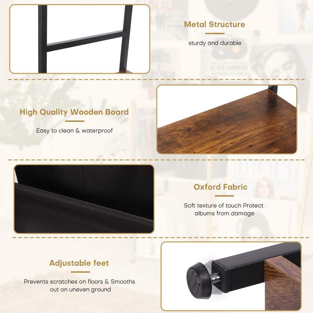 Record Player Stand, Vinyl Record Storage with Now Playing Holder