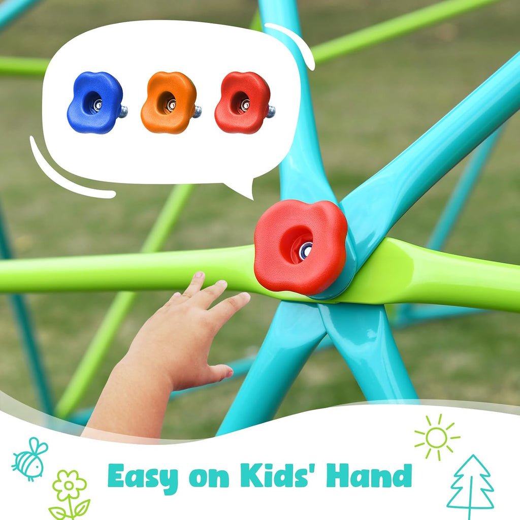 10 ft Climbing Dome Swing Set with Saucer Swing for Kids 3-12 | Jungle Gym for Kids Outdoor Backyard, Supports