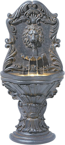 Royal Lion Acanthus 50" High Large Italian Indoor Outdoor Decor Faux Stone Floor Fountain with Light LED Statue
