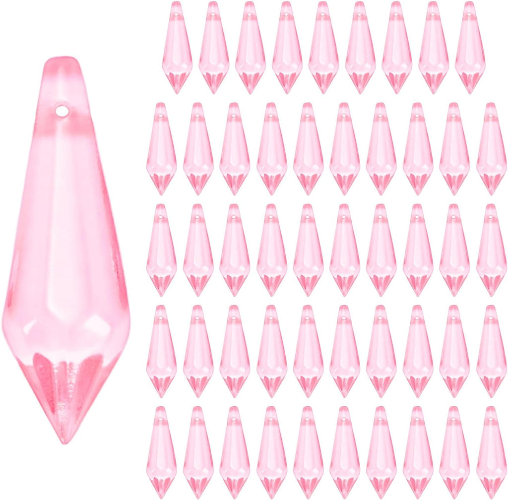 50-Pack Crystal Icicle Prisms, 34mm/1.34 Inch Chandelier Pendant Maker Hanging Crystals Chandelier Prisms for