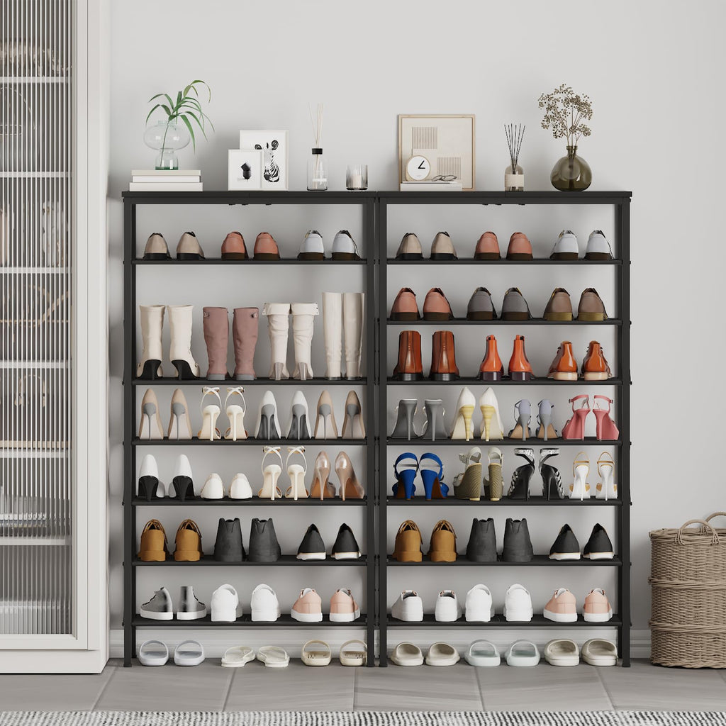 8 Tier Shoe Rack, Large Capacity Shoe Storage Organizer Holds 32 Pairs, Sturdy and Stable, Closet, Dorm Room, Black