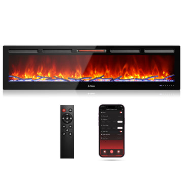 72" Smart WiFi Infrared Electric Fireplace with Sound Crackling