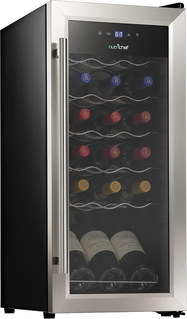 18 Bottle Slim Wine Fridge | Red and White Wine Chiller | Adjustable Temperature